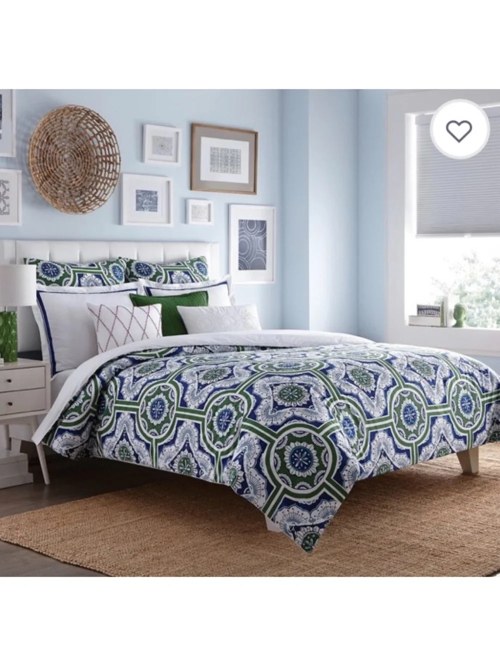 Twin Green and Blue Medallion Duvet Cover NEW